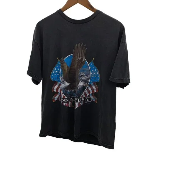 Vintage Born in The USA Eagle Tshirt XL Black - Picture 2 of 4